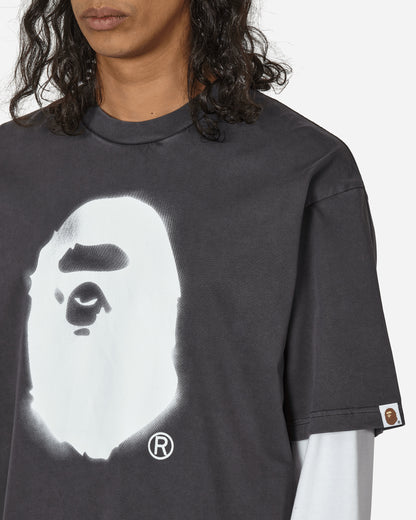 A Bathing Ape Spray Ape Head Garment Dyed Relaxed Fit Tee M Black T-Shirts Shortsleeve 1K30109303 BLACK