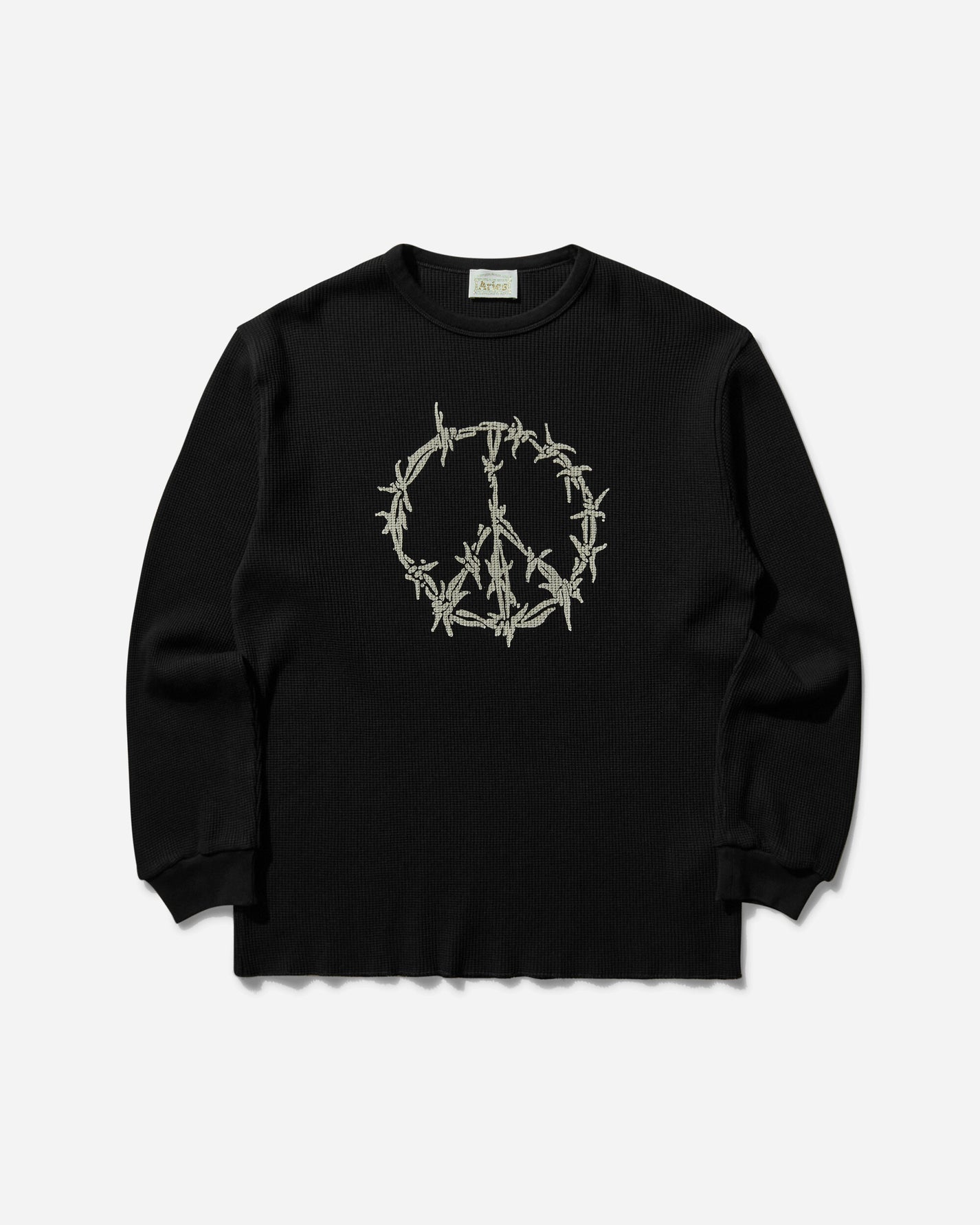 Aries Peace Press Gothic Waffle LS Tee Black T-Shirts Longsleeve AR6003903 BLK