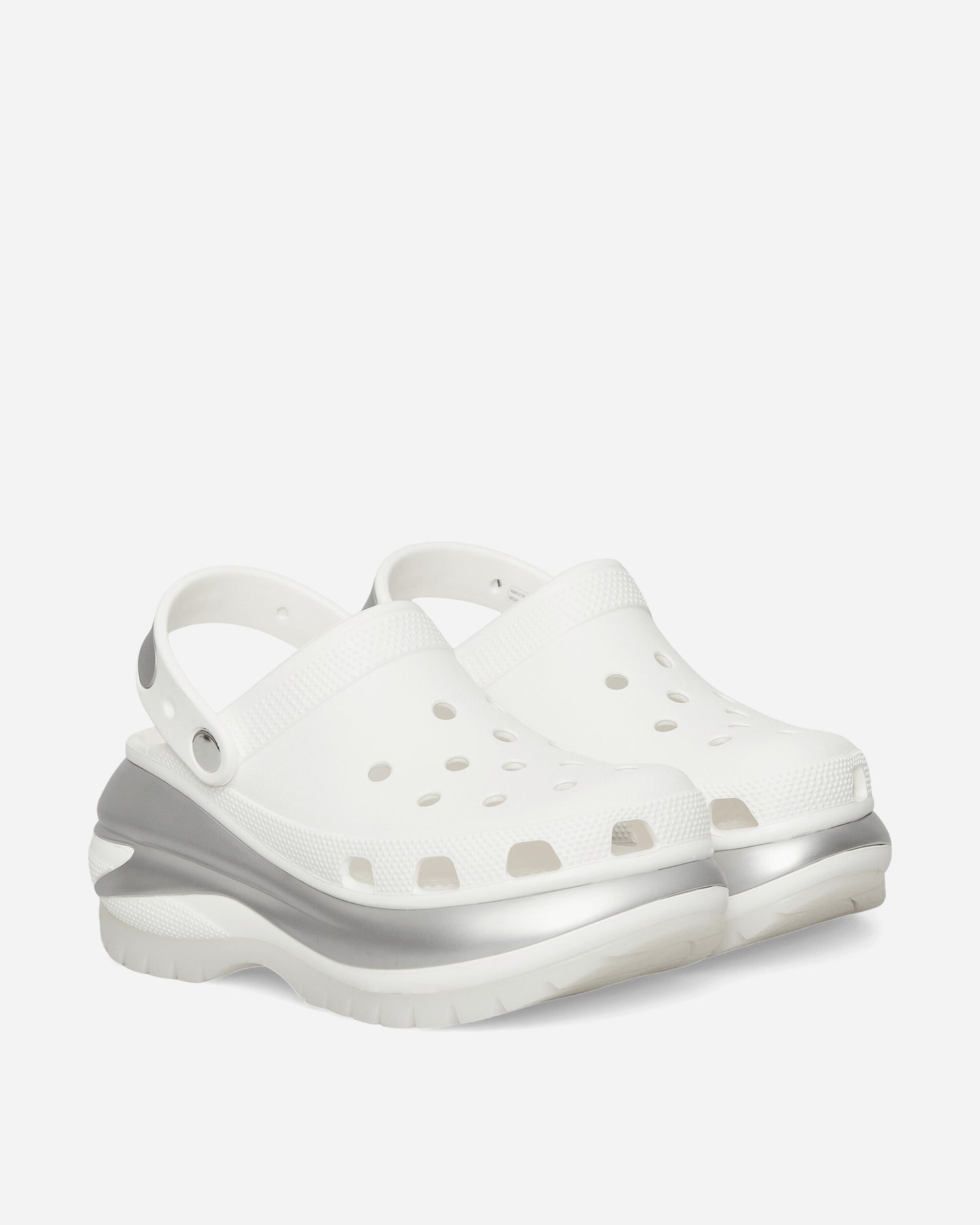 Crocs Wmns Mega Crush Metallic Clog White/Silver Sandals and Slides Sandals and Mules CR.210368 WHSI