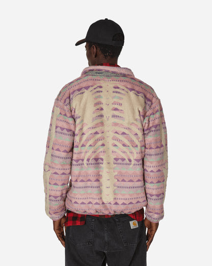 KAPITAL Ashland Stripe & Bone Fleece Zip Blouson Pink Sweatshirts Fleece EK-1516 1