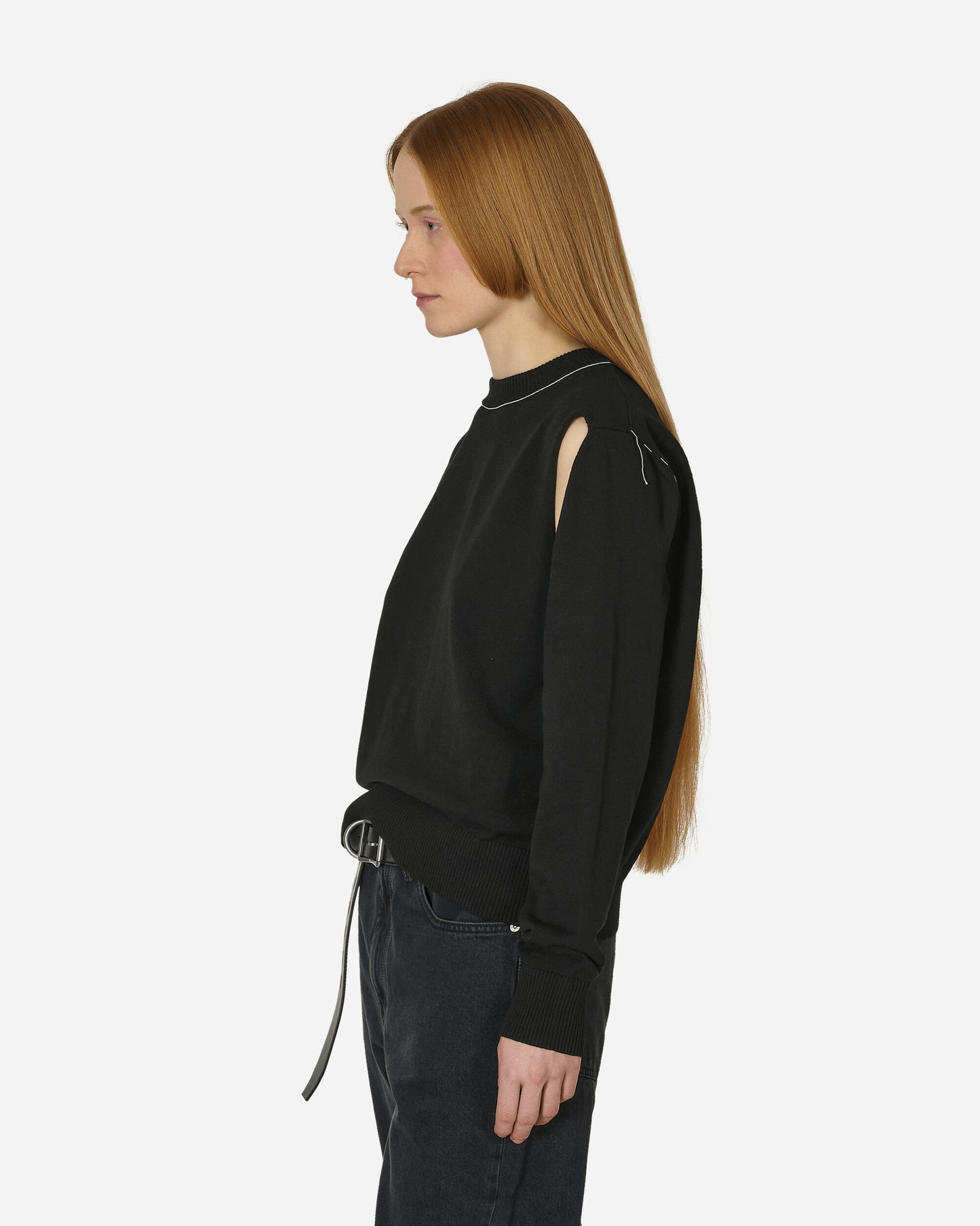 MM6 Wmns Girocollo Black Sweatshirts Crewneck S62HL0025 900