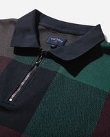 Noah Buffalo Plaid Long Sleeve Polo Navy/Burgundy/Green T-Shirts Polo KN188FW24 NBGY