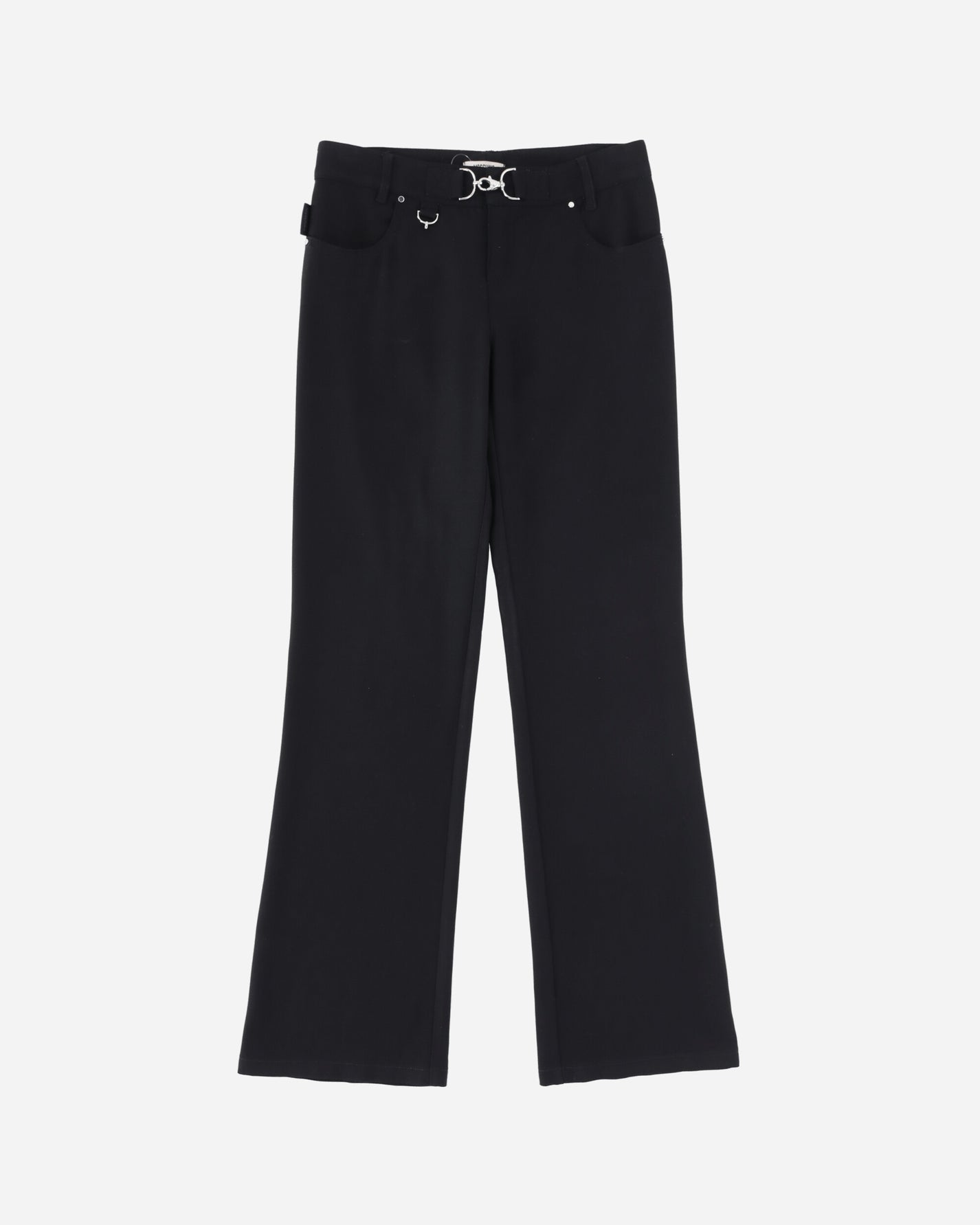 Pezze Vintage Wmns Moschino Low Waist Flared Trousers With Hook Black Pants Trousers 0672431 1