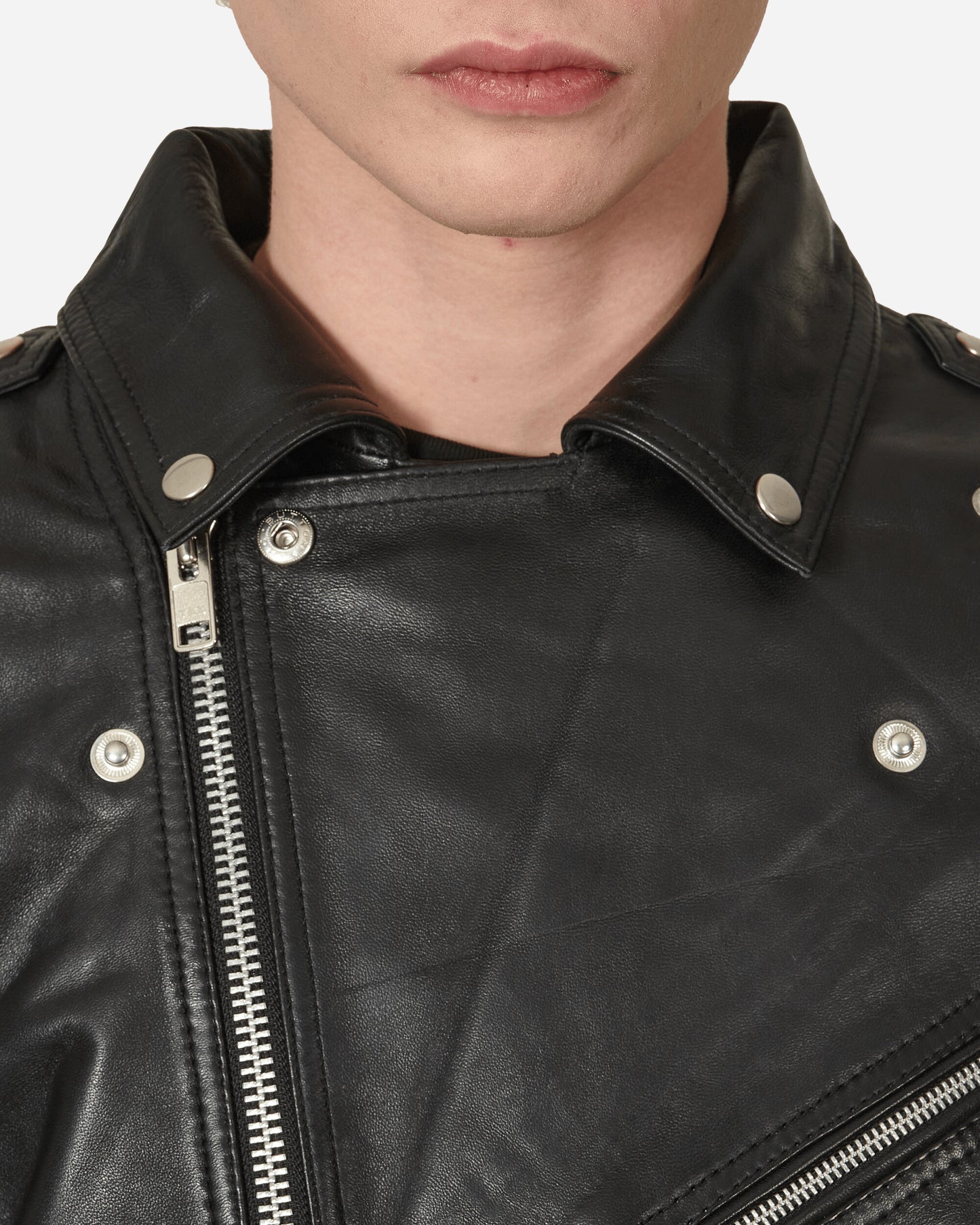 Slam Jam Leather Jacket Black Coats and Jackets Jackets MBMW001LE01 BLK0001