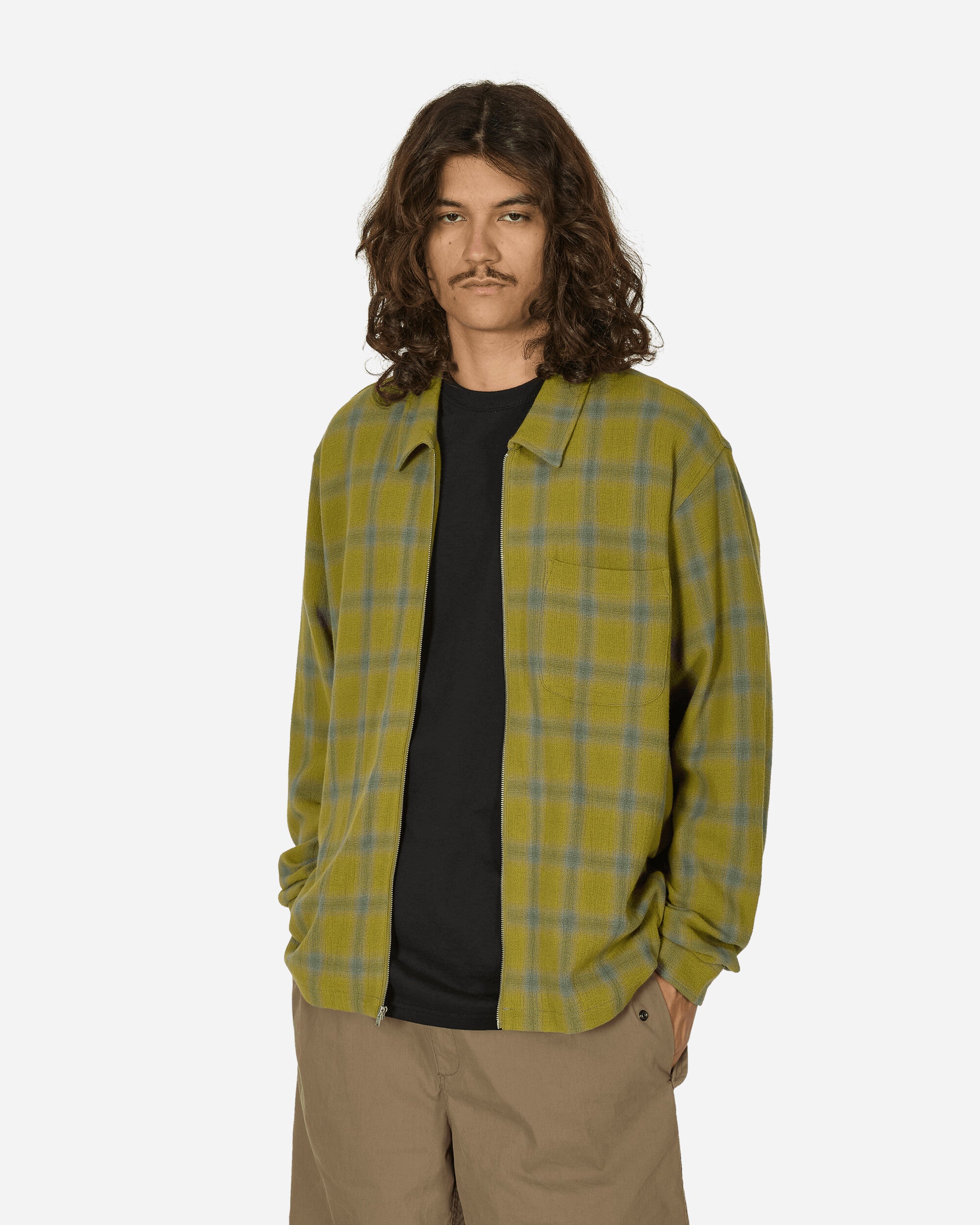 Twisted Yarn Plaid Zip Shirt Green – Slam Jam