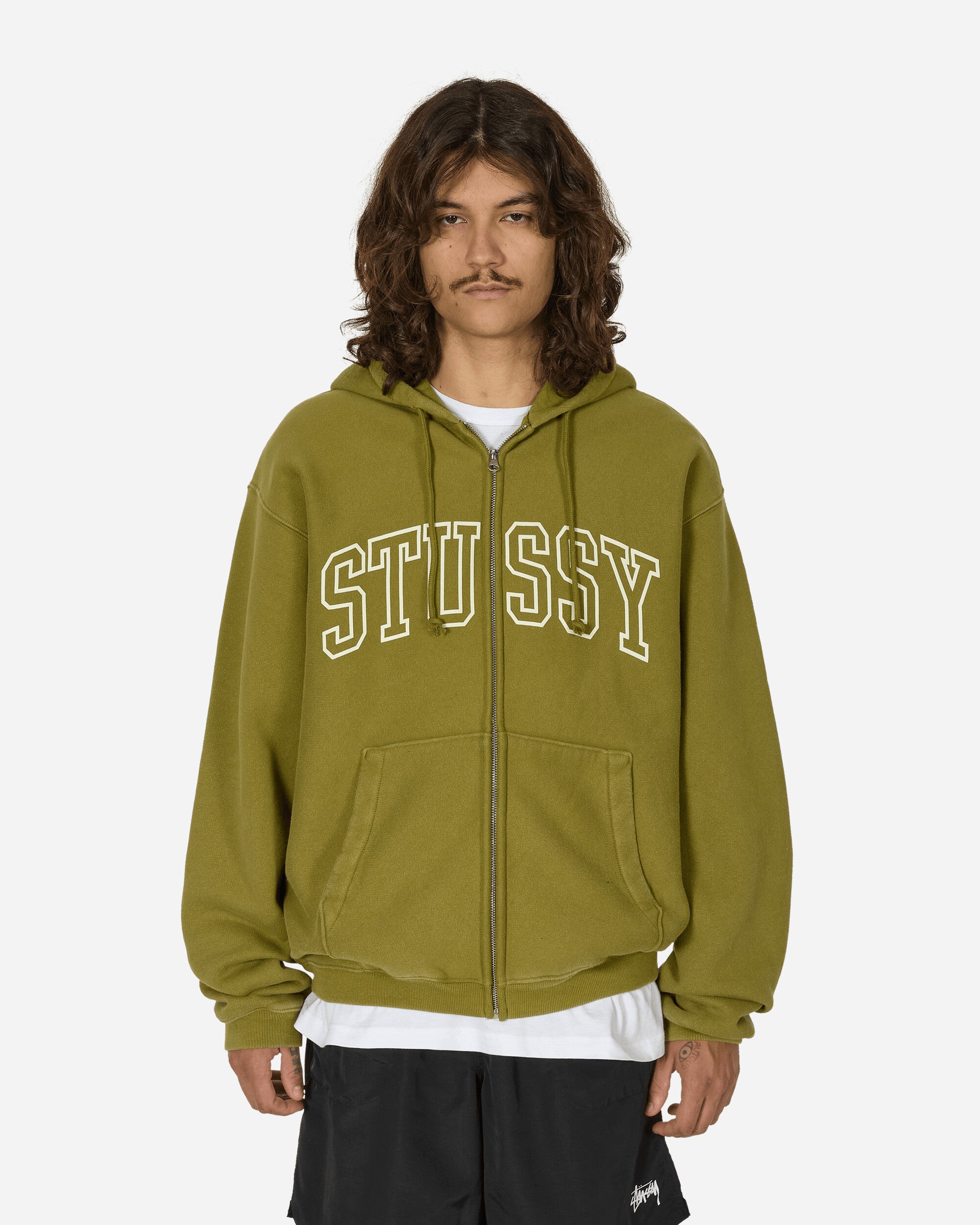 Stüssy Outline Zip Hood Olive Sweatshirts Zip-Ups 118559 0403