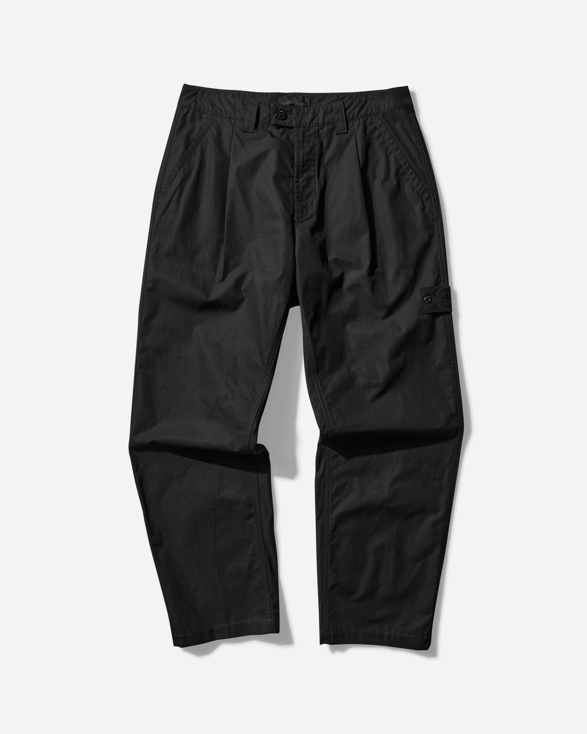 Stone Island Ghost Pleated Pants Ventile Black Pants Casual 8115312F1 V0029