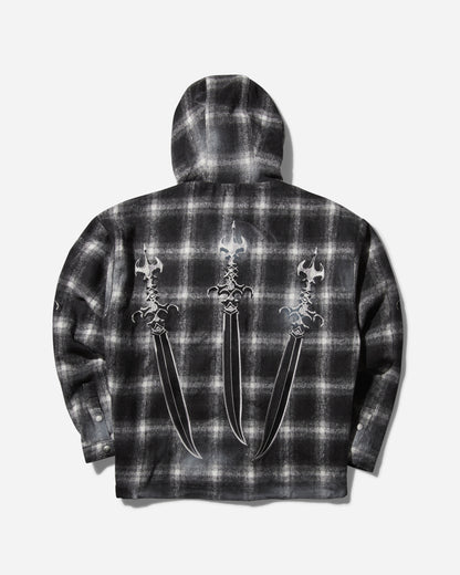 Thug Club Wmns Arab Sword Flannel Zip-Up Black Shirts Overshirt TC24JK2302 BLACK