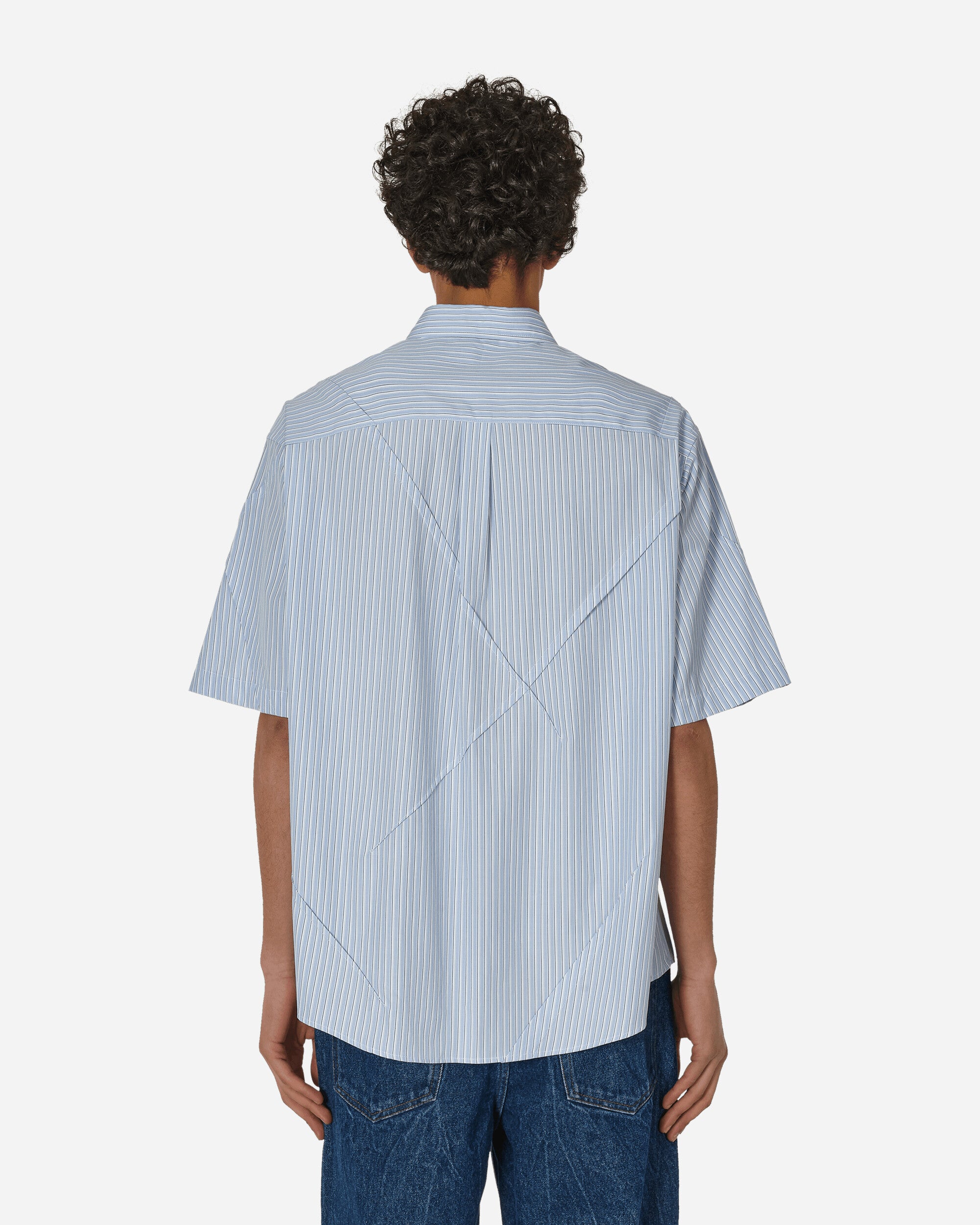 Undercover Short Sleeve Shirt Blue Stripes Shirts Shortsleeve Shirt UP1D4411-1 1