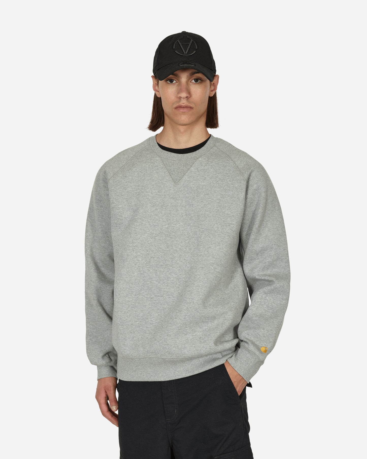 Carhartt WIP Chase Sweat Grey Heather/Gold Sweatshirts Crewneck I026383 00MXX