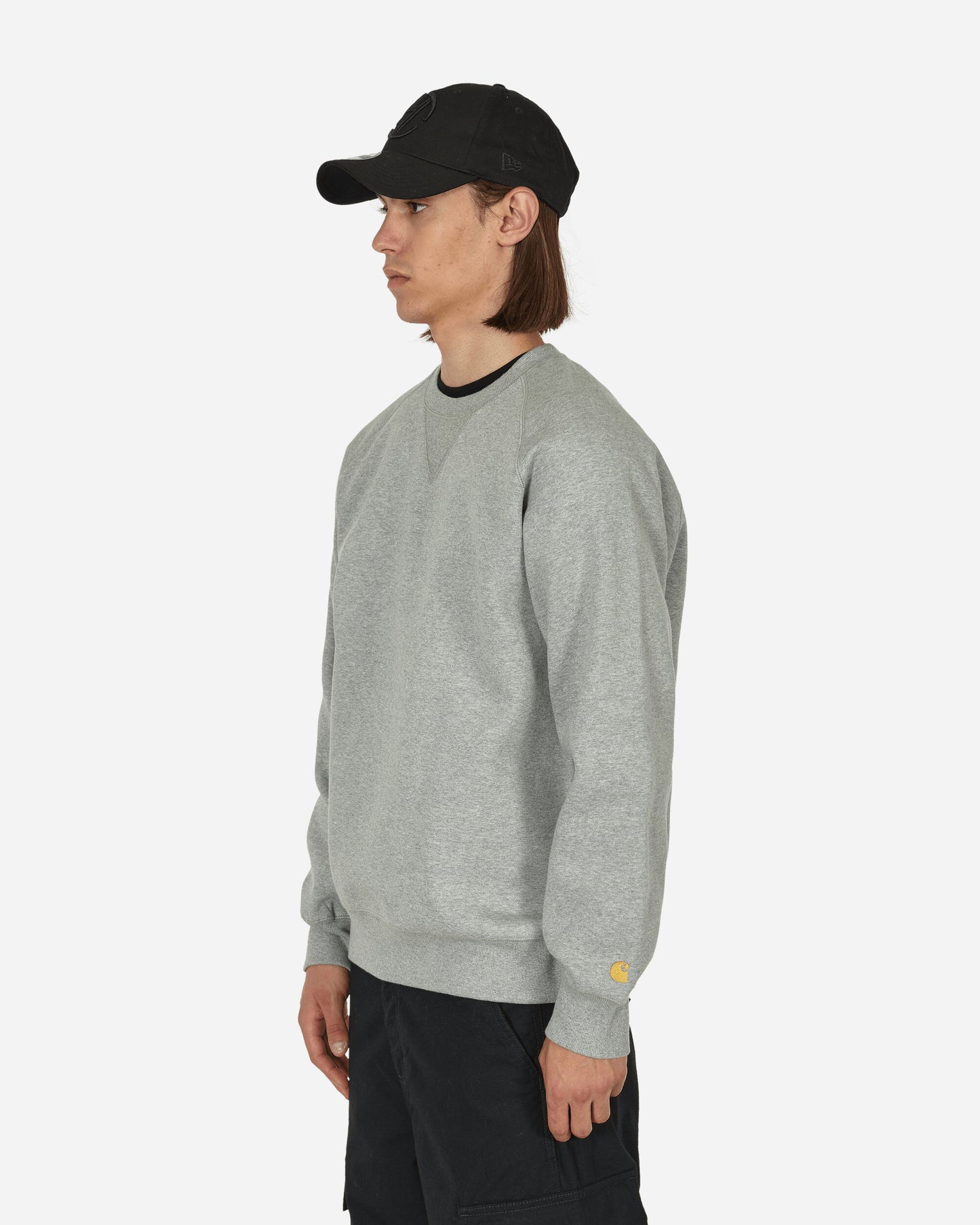 Carhartt WIP Chase Sweat Grey Heather/Gold Sweatshirts Crewneck I026383 00MXX