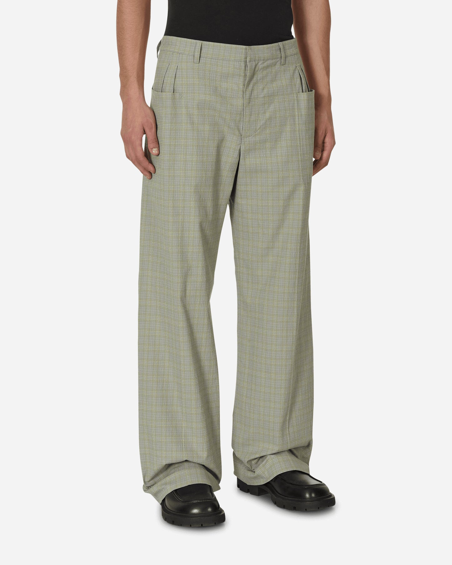 Kiko Kostadinov Orma Reversible Trouser Yellow Check/B&W Pinstripe  Pants Trousers KKSS23T07-24  001