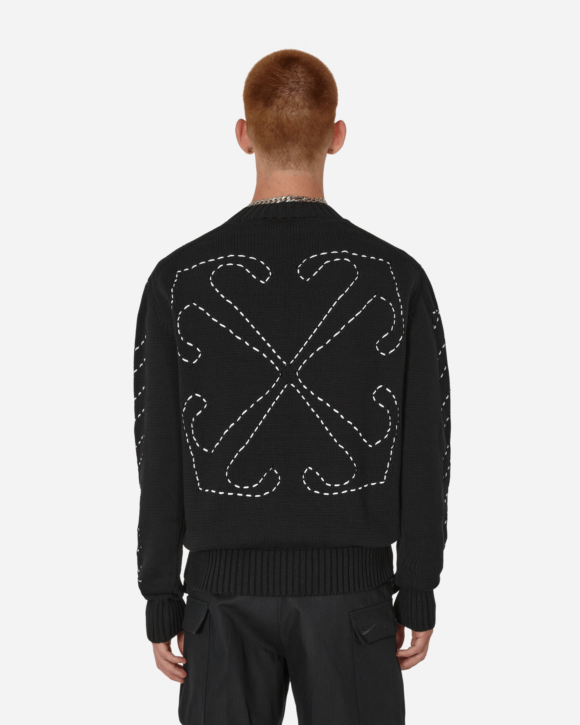 Off-White Stitch Arrows Diags Knit Crewneck Black/White Sweatshirts Crewneck OMHE172F23KNI001 1001